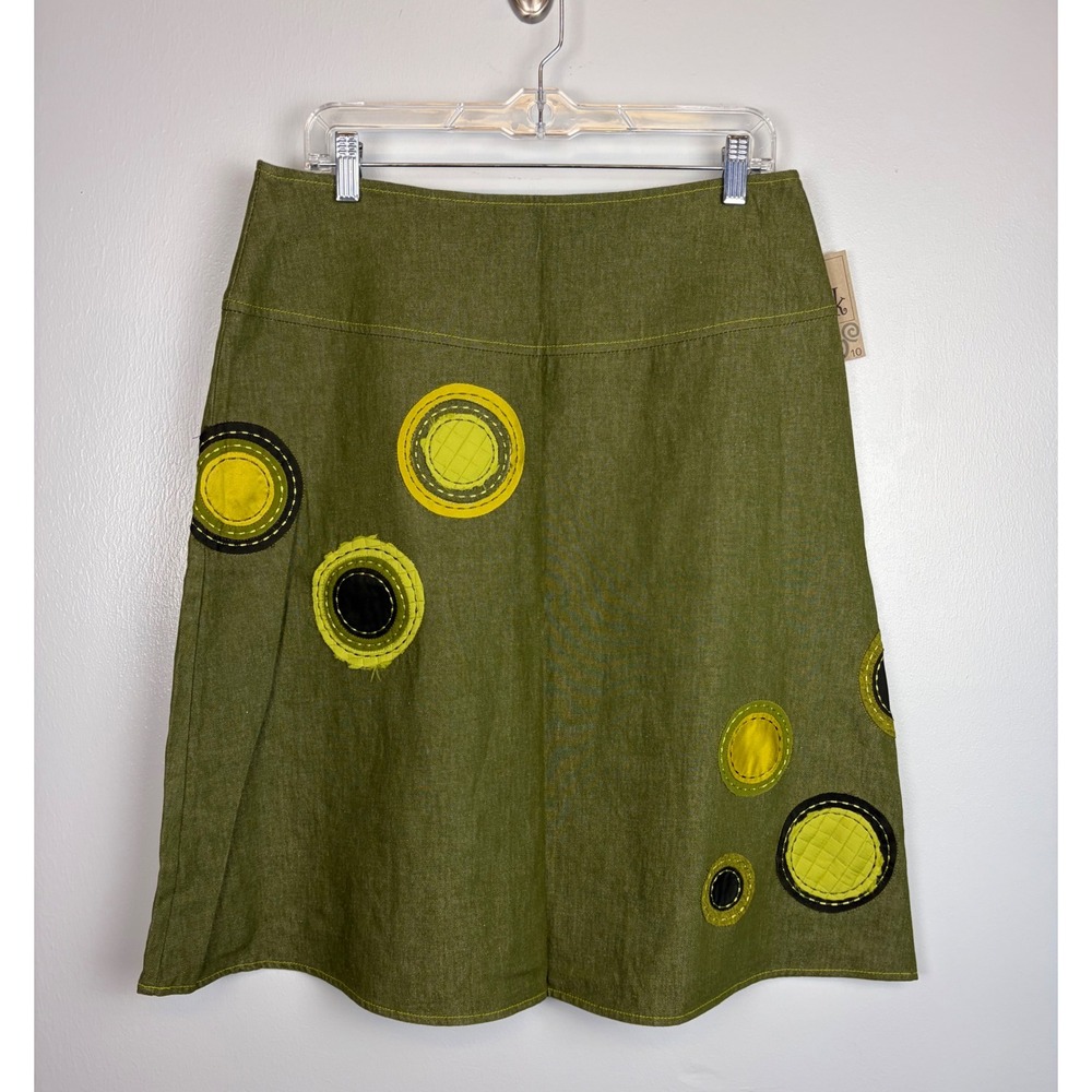 NWT Vintage F.L. Malik Olive Green Skirt 10 Circle Granola Girl Goblincore Fairy